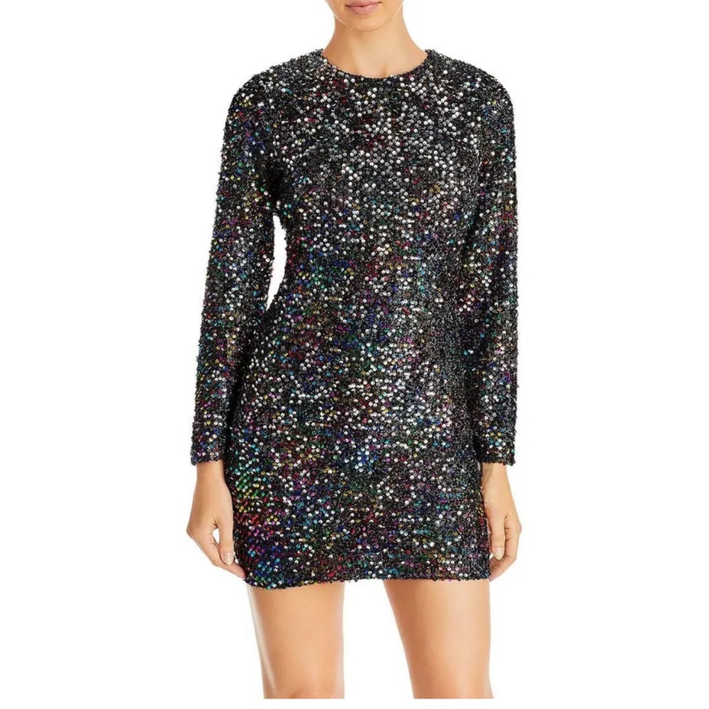 Bloomingdale’s Exclusive Aqua Sequin Backless Dress Size Small